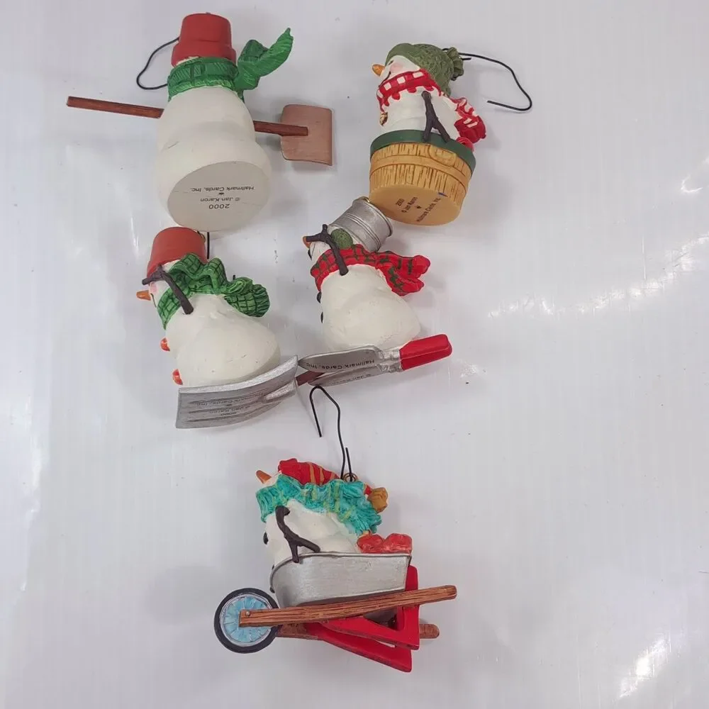 Vintage Hallmark Jan Karon Mitford Snowman Jubilee Ornament set 5 2000 Christmas